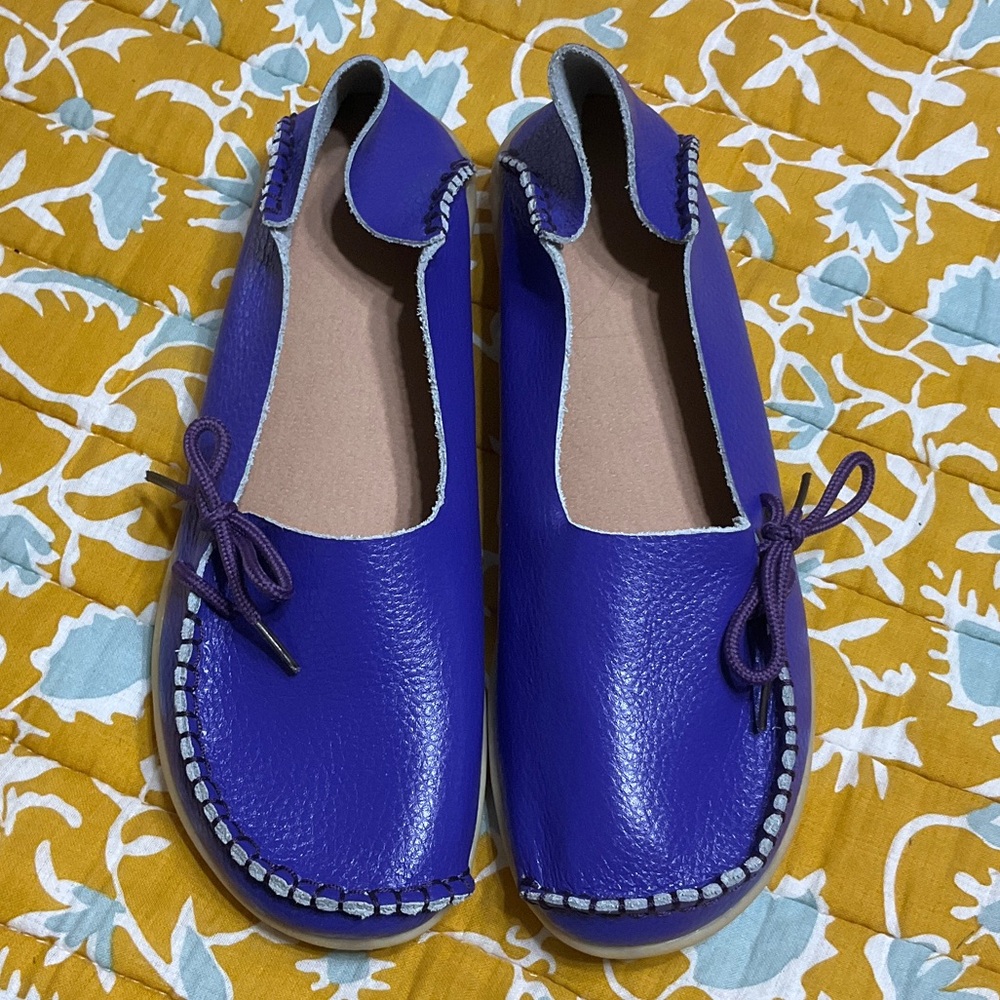 Women’s Purple Leather Slip-On Moccasins